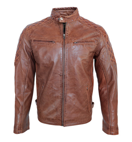 Herren lederjacke nevio cognac - lederjacke,