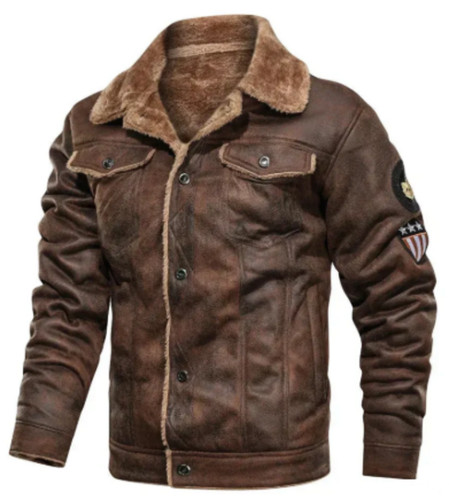 Herren lederjacke braun mit - herren,