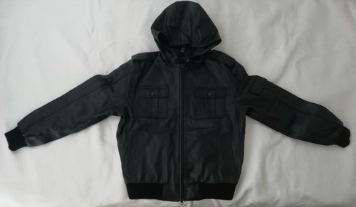 Lederjacke mit lederkapuze - lederjacke,