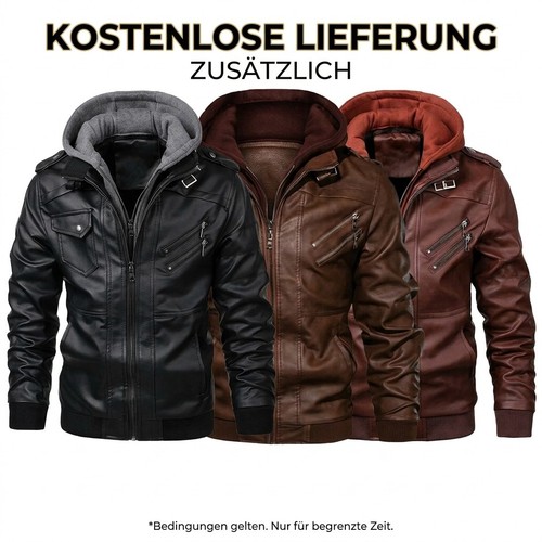 Herren lederjacke mit - pu-lederjacke,