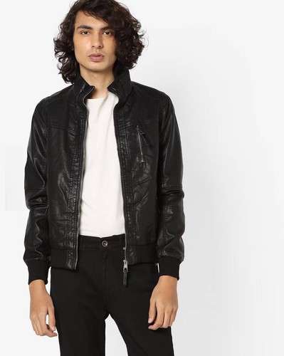 Herren schwarze echtlederjacke - herren,