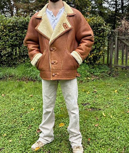 Echte shearling lederjacke - echte,