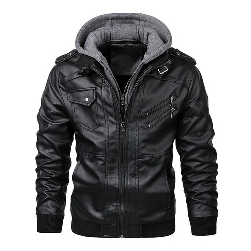 Herren lederjacke mit - pu-lederjacke,